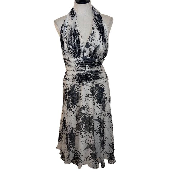 Tadashi Vintage Womens Dress Size Medium White Floral Halter Deadstock Pure Silk - Picture 11 of 12